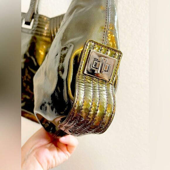 KOOBA Y2K patent leather Natasha Convertible purse army green TOTE BAG - Picture 6 of 16